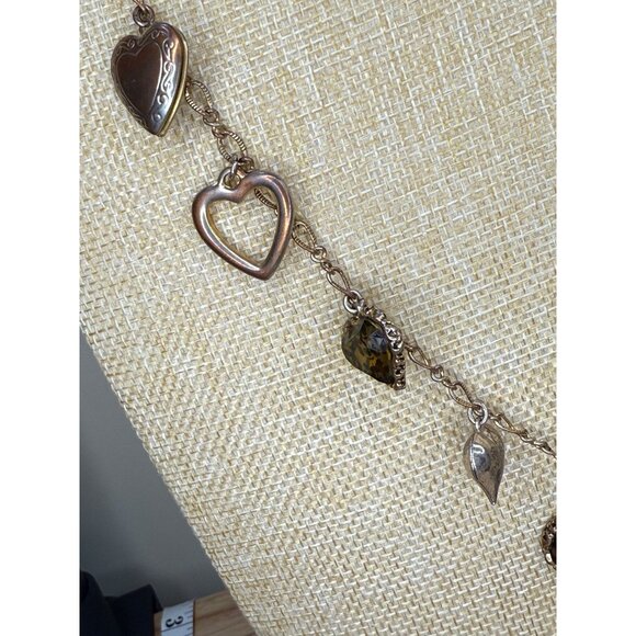 Betsey Johnson Heart Charm Necklace With Mixed Metal & Tortoiseshell Accents - Picture 4 of 10